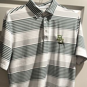 Baylor Columbia white, gray, and green striped polo - Large